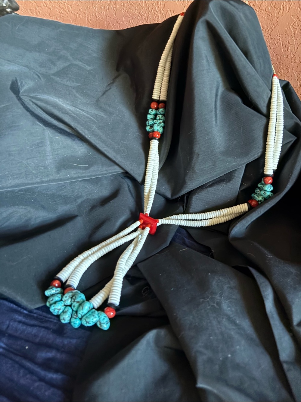 Turquoise and Red Beaded Women’s Necklace - Native-Inspired Style Navajo